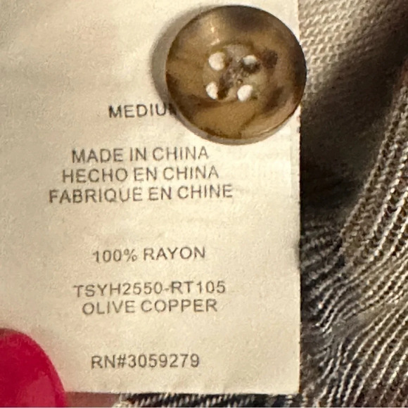 Thread & Supply plaid long sleeve button up blouse olive copper size M - Picture 7 of 7